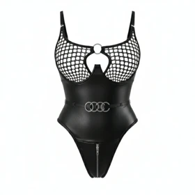 بادی فانتزی لاتکس زیپ‌دار مشکی پرن 1045