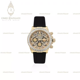 ساعت مچی رولکس دیتونا صفحه طرحدار رابر مشکی دورنگین Rolex Daytona