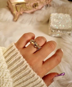 انگشتر بامبو طرح طلا