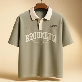 «پولو شرت آستین‌کوتاه سبز المانی BROOKLYN – پریمیوم ادیتوریال» سایز XL