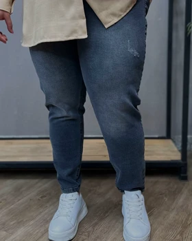 شلوار جین سایز بزرگ اسکینی گن دار