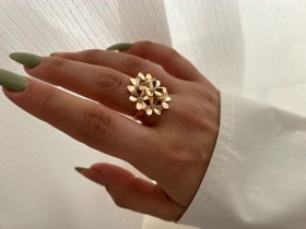 انگشتر طرح گل ونکلیف مینیمال و شیک