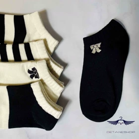 جوراب مچی طرح پاپیون سفید و مشکی