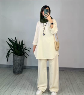 ست مانتو و شلوار لینن