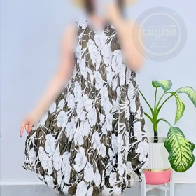 پیراهن ساحلی کوتاه پلیسه طرح‌دار
