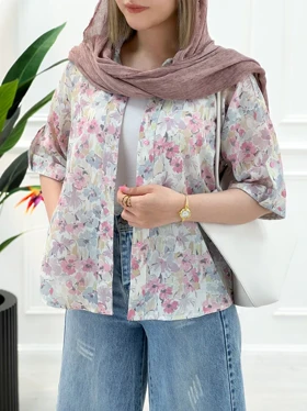شومیز مانتویی گل‌دار آرام زنانه - طرح2