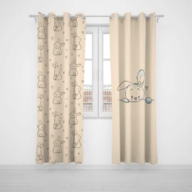 پرده پانچی اتاق کودک برند مینوریا کیدز طرح خرگوش کد p-241