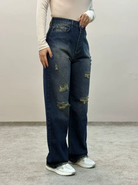 شلوار نیم بگ جین زاپدار آمسو