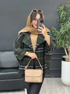 پالتو چهارخونه تک دکمه بغل چاک
