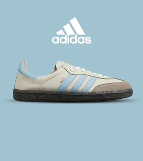 کفش کتانی مردانه و زنانه کرم آبی ADIDAS Samba مدل 7303