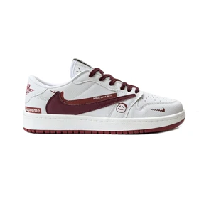 کتانی اسپرت مردانه مدل نایک تراویس سوپریم Nike Supreme رنگ سفید زرشکی کد 51448