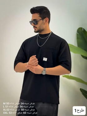 تیشرت مردانه مشکی مراکشی بیسیک_کد4352