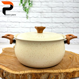 قابلمه 24 دسته چوبی گرانیتی کرمی هاناتک