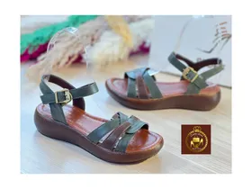 صندل چرم لژدار تابستانی طبی زنانه کد(131)