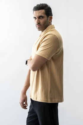 پلوشرت آستین کوتاه نیم زیپ مردانه