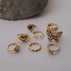 پک انگشتر طرح پروانه و قلب