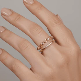 انگشتر زنانه دو لاین طرح اشک نگین‌دار