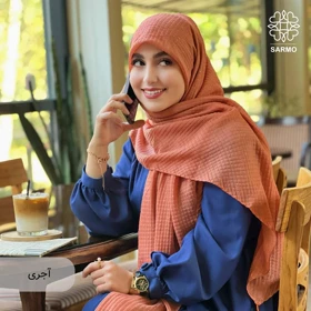 روسری نخ پلیسه اکلیل (آجری)