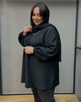تونیک سایز بزرگ یقه هفت گلدوزی