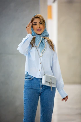 مانتو کراپ داماسک تک جیب