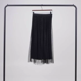 دامن توری مروارید خطی (مشکی)