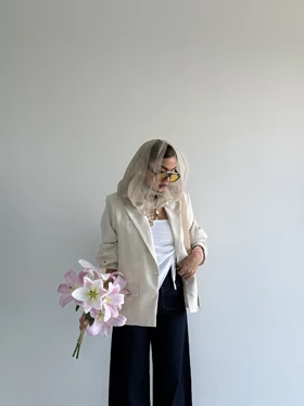 کت لینن طرح جیب