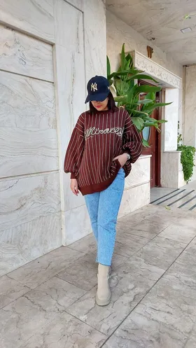 بافت راه راه ترک قهوه ای طرح رستا