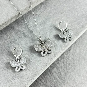 نیم ست پروانه تمام نگین 10190