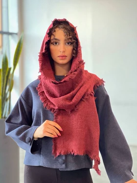 شال پاییزه لوسن (زرشکی)