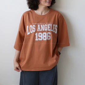 تیشرت لانگ Los Angeles کد 6078 (آجری)