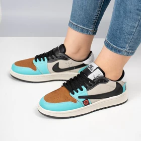 کفش کتانی اسپرت زنانه رنگ مشکی آبی مدل نایک NIKE Jordan 1 low