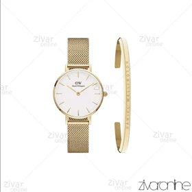 ست دستبند و ساعت دنیل ولینگتون زنانه طلایی صفحه سفید 105374