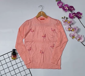 بلوز بافت گپ وارداتی مدل فلامینگو کد 40153 (گلبهی)