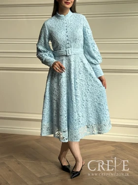 پیراهن گیپور کمربند دار