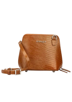 کیف کراس بادی چرم زنانه مدل گلوریا لیزارد (عسلی)