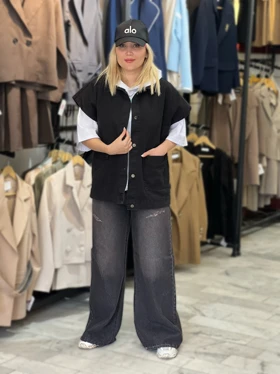 وست جین زنانه مدل دو جیب درجه یک سنگشور