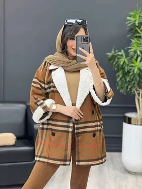 پالتو چهارخونه یقه تدی