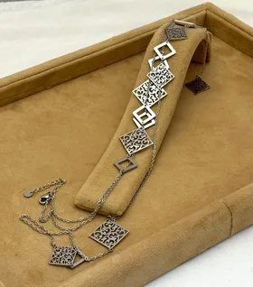 گردنبند 2ردیفه لوزی طرح ویان هدیه ولنتاین ژوپینگ ارسال رایگان