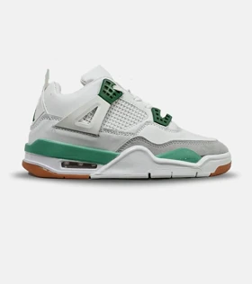 کتانی ساق‌دار زنانه و مردانه سفید طوسی سبز Nike air jordan 4 مدل 4829