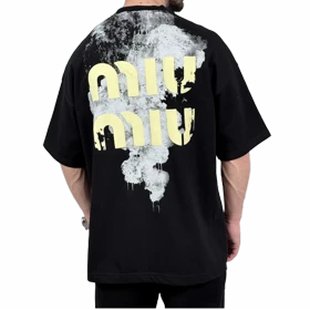 تیشرت آستین کوتاه مردانه دونخ مشکی مدل MIU MIU