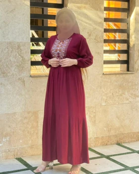 پیراهن ساحلی نقش دار طرح آیدا 3981 (زرشکی)