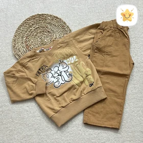 بلوز شلوار کتان پسرانه کیفیت عالی مدل حروف مناسب 2 تا 10 سال