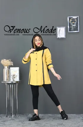 مانتو ترکیبی میکرو نوار چرمی