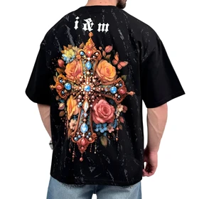 تیشرت مردانه مشکی طرح گل