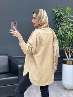 مانتو کتان دو جیب
