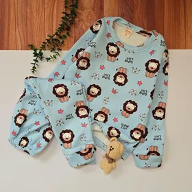 ست بلوز شلوار توکرکی شیر رنج4تا5سال