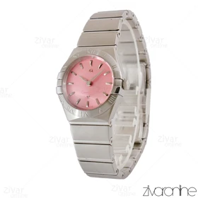 ساعت امگا کانسلیشن زنانه نقره ای صفحه صورتی 105200