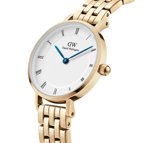 ساعت دنیل ولینگتون زنانه فلزی گرد طلایی سفید ایندکس یونانی DW-5503-L