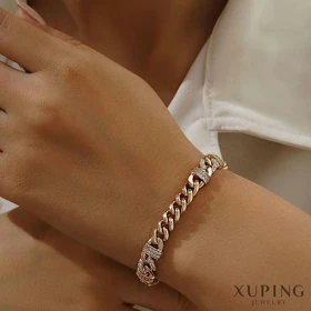 دستبند کارتیر ظریف نگین‌دار ژوپینگ با روکش طلای درخشان Xuping