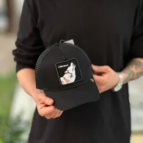 کلاه گورین مشکی طرح lone wolf